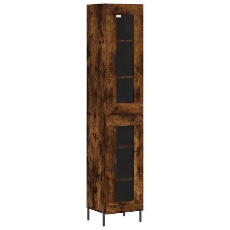 Buffet haut Chêne fumé 34,5x34x180 cm Bois d'ingénierie