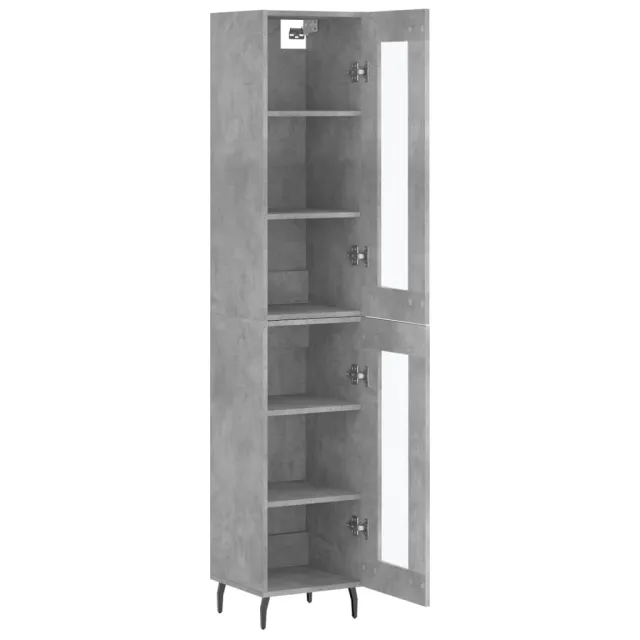 Buffet haut Gris béton 34,5x34x180 cm Bois d'ingénierie