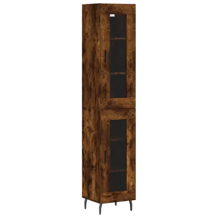 Buffet haut Chêne fumé 34,5x34x180 cm Bois d'ingénierie 2