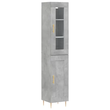Buffet haut Gris béton 34,5x34x180 cm Bois d'ingénierie 2