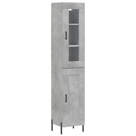 Buffet haut Gris béton 34,5x34x180 cm Bois d'ingénierie 2