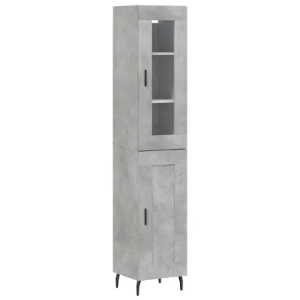 Buffet haut Gris béton 34,5x34x180 cm Bois d'ingénierie 2