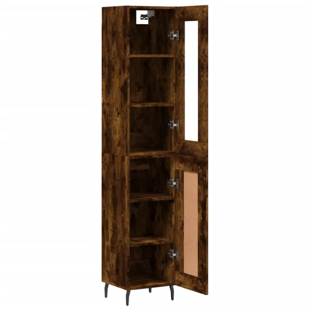 Buffet haut Chêne fumé 34,5x34x180 cm Bois d'ingénierie