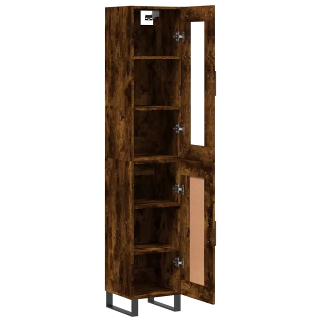 Buffet haut Chêne fumé 34,5x34x180 cm Bois d'ingénierie