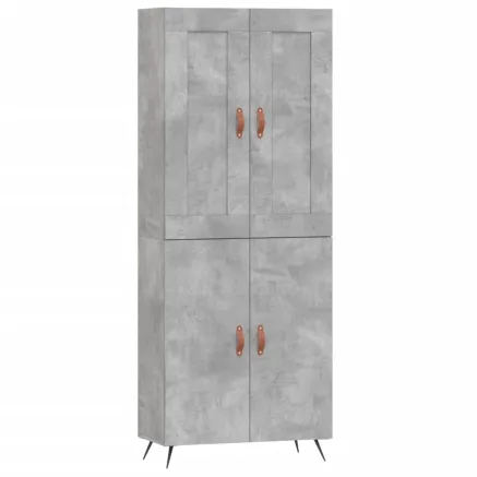 Buffet haut Gris béton 69,5x34x180 cm Bois d'ingénierie 2