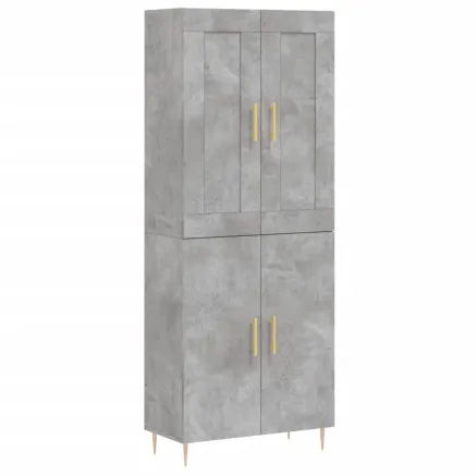 Buffet haut Gris béton 69,5x34x180 cm Bois d'ingénierie 2