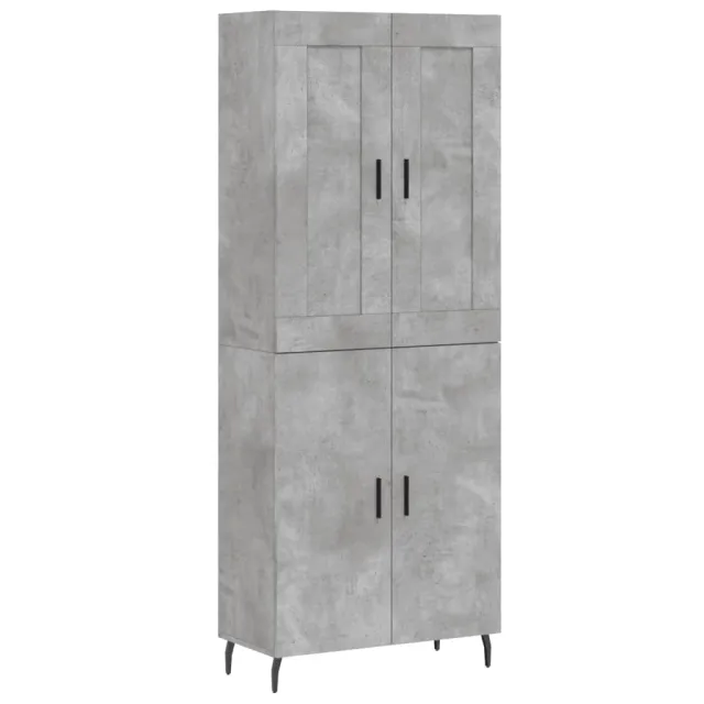 Buffet haut Gris béton 69,5x34x180 cm Bois d'ingénierie