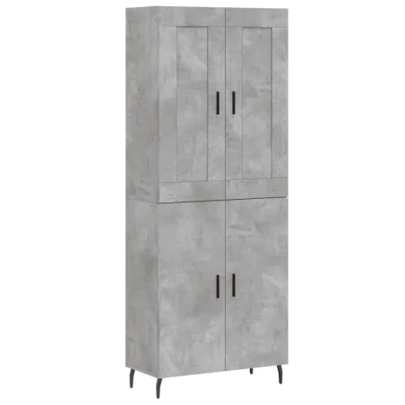 Buffet haut Gris béton 69,5x34x180 cm Bois d'ingénierie