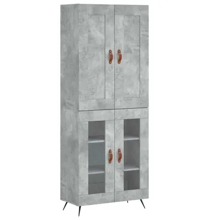 Buffet haut Gris béton 69,5x34x180 cm Bois d'ingénierie 2