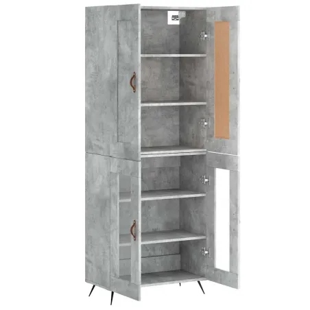 Buffet haut Gris béton 69,5x34x180 cm Bois d'ingénierie