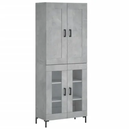 Buffet haut Gris béton 69,5x34x180 cm Bois d'ingénierie