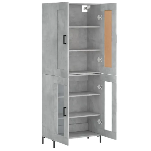 Buffet haut Gris béton 69,5x34x180 cm Bois d'ingénierie