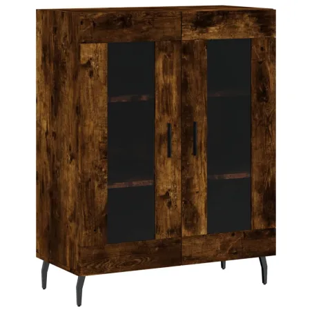 Buffet haut Chêne fumé 69,5x34x180 cm Bois d'ingénierie