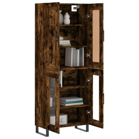 Buffet haut Chêne fumé 69,5x34x180 cm Bois d'ingénierie