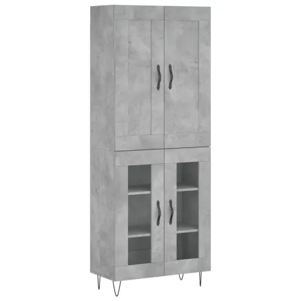 Buffet haut Gris béton 69,5x34x180 cm Bois d'ingénierie 2