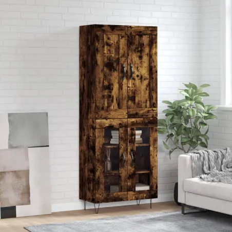 Buffet haut Chêne fumé 69,5x34x180 cm Bois d'ingénierie