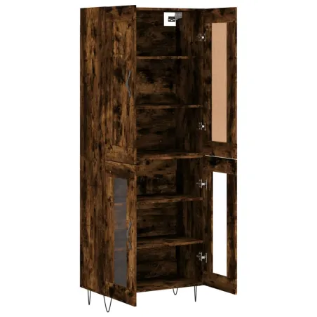 Buffet haut Chêne fumé 69,5x34x180 cm Bois d'ingénierie