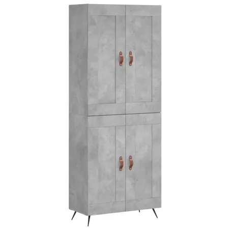Buffet haut Gris béton 69,5x34x180 cm Bois d'ingénierie