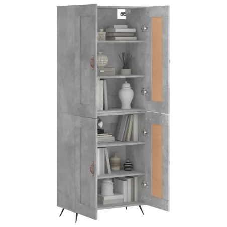 Buffet haut Gris béton 69,5x34x180 cm Bois d'ingénierie