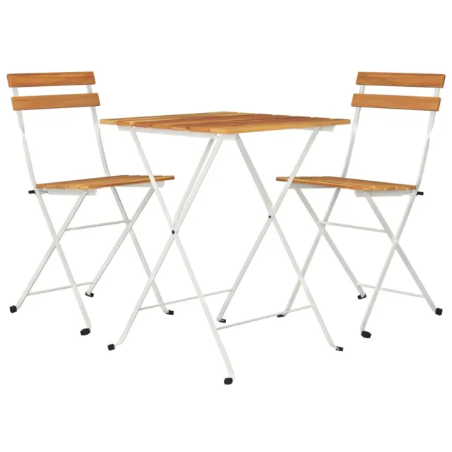Ensemble de bistro pliable 3 pcs Bois d'acacia solide et acier