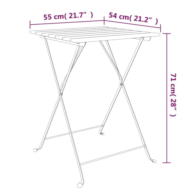 Ensemble de bistro pliable 3 pcs Bois d'acacia solide et acier