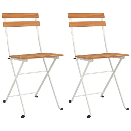 Chaises de bistrot pliantes lot de 2 Bois d'acacia solide acier