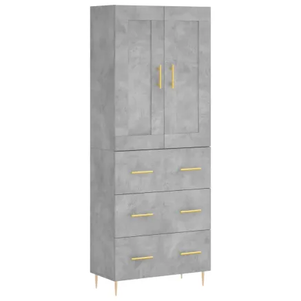 Buffet haut Gris béton 69,5x34x180 cm Bois d'ingénierie 2