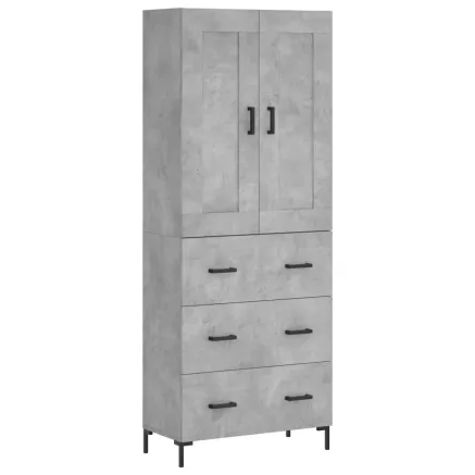 Buffet haut Gris béton 69,5x34x180 cm Bois d'ingénierie 2
