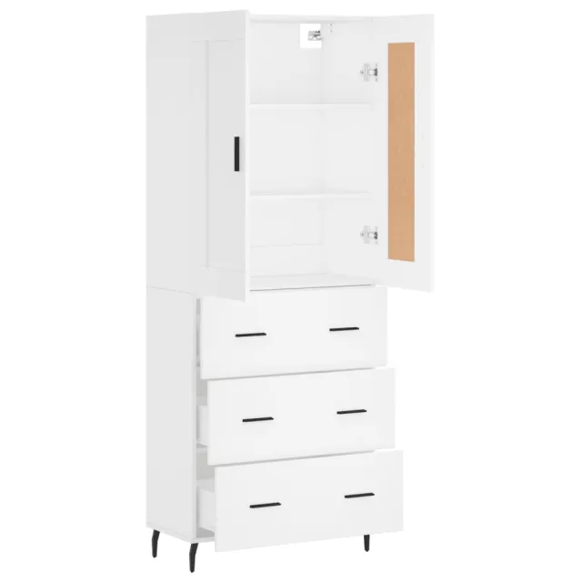 Buffet haut Blanc 69,5x34x180 cm Bois d'ingénierie