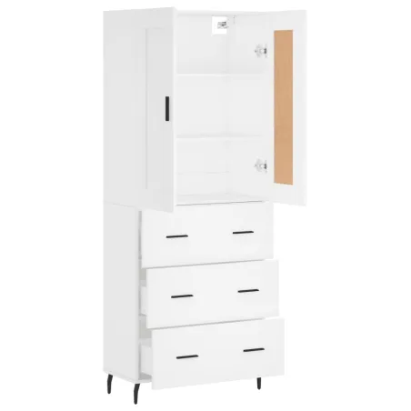 Buffet haut Blanc 69,5x34x180 cm Bois d'ingénierie