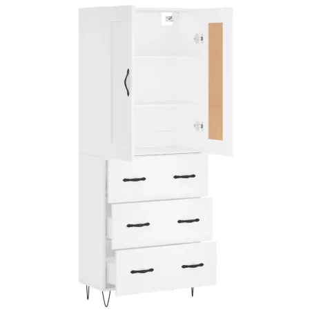 Buffet haut Blanc 69,5x34x180 cm Bois d'ingénierie