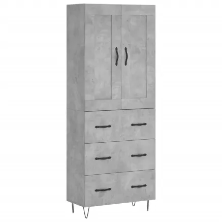 Buffet haut Gris béton 69,5x34x180 cm Bois d'ingénierie 2