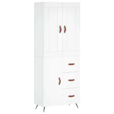 Buffet haut Blanc 69,5x34x180 cm Bois d'ingénierie 2