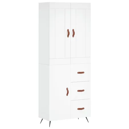 Buffet haut Blanc 69,5x34x180 cm Bois d'ingénierie