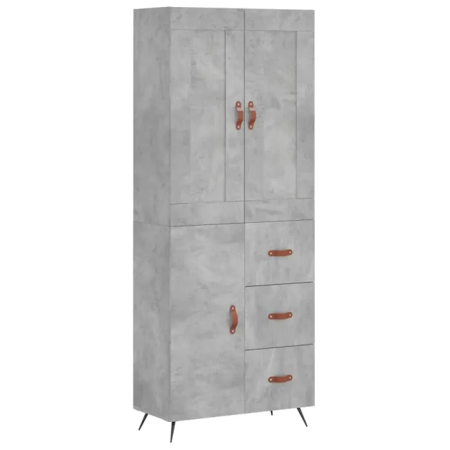 Buffet haut Gris béton 69,5x34x180 cm Bois d'ingénierie