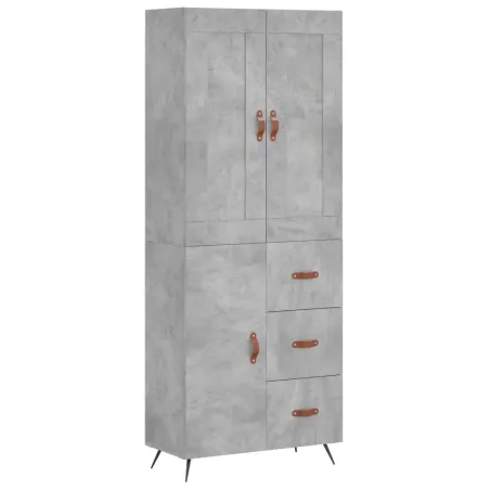 Buffet haut Gris béton 69,5x34x180 cm Bois d'ingénierie