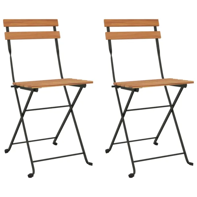 Chaises de bistrot pliantes lot de 2 Bois de teck solide acier