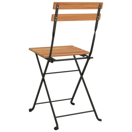 Chaises de bistrot pliantes lot de 2 Bois de teck solide acier