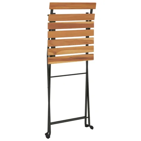Chaises de bistrot pliantes lot de 2 Bois de teck solide acier