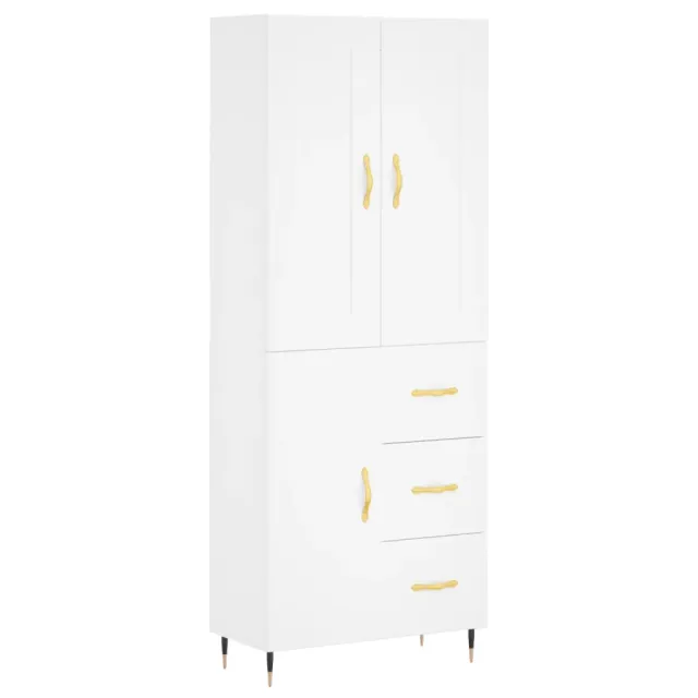 Buffet haut Blanc 69,5x34x180 cm Bois d'ingénierie