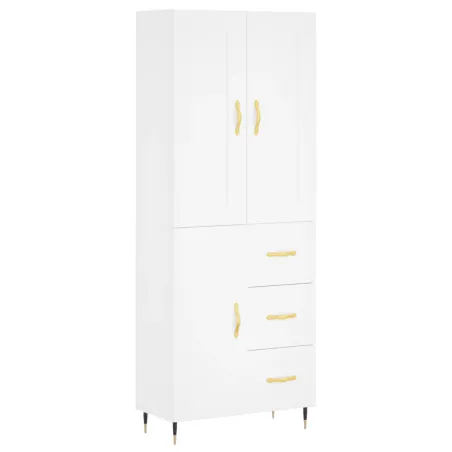 Buffet haut Blanc 69,5x34x180 cm Bois d'ingénierie