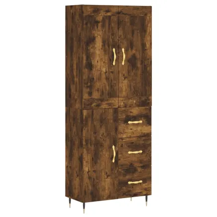 Buffet haut Chêne fumé 69,5x34x180 cm Bois d'ingénierie 2