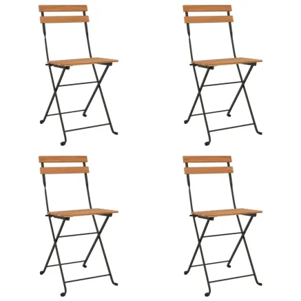 Chaises de bistrot pliantes lot de 4 Bois teck solide et acier 2