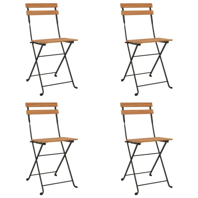 Chaises de bistrot pliantes lot de 4 Bois teck solide et acier