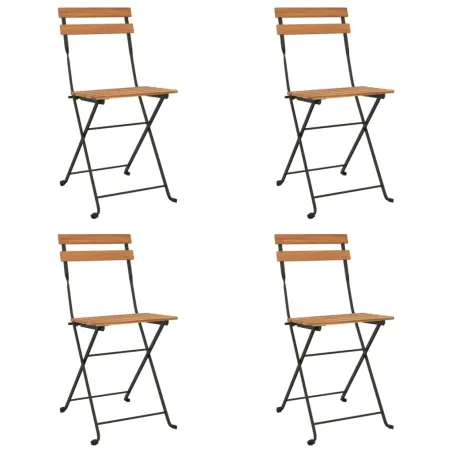 Chaises de bistrot pliantes lot de 4 Bois teck solide et acier