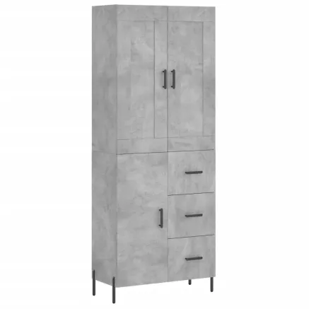 Buffet haut Gris béton 69,5x34x180 cm Bois d'ingénierie 2