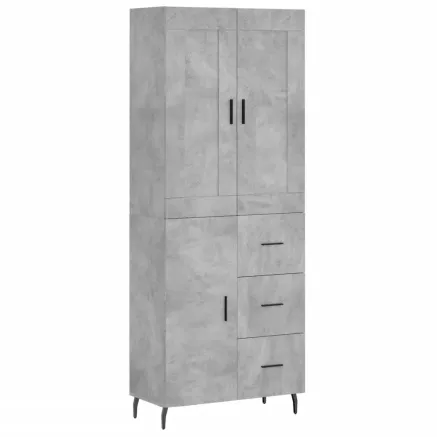 Buffet haut Gris béton 69,5x34x180 cm Bois d'ingénierie 2