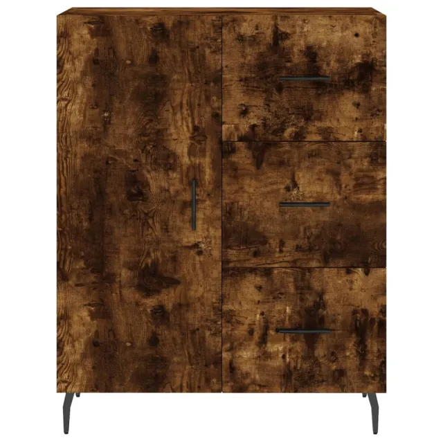 Buffet haut Chêne fumé 69,5x34x180 cm Bois d'ingénierie