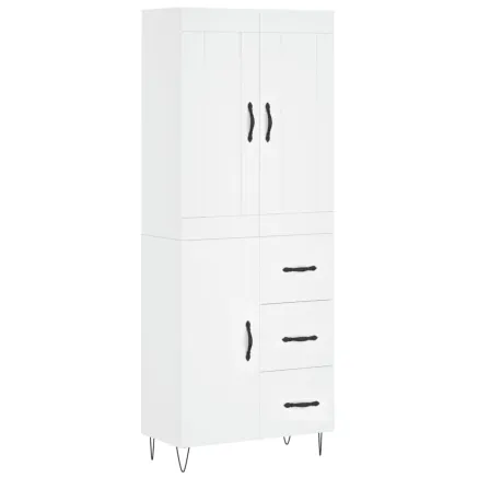 Buffet haut Blanc 69,5x34x180 cm Bois d'ingénierie 2