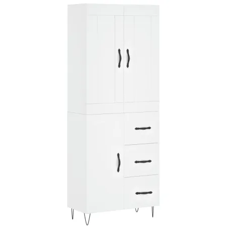 Buffet haut Blanc 69,5x34x180 cm Bois d'ingénierie